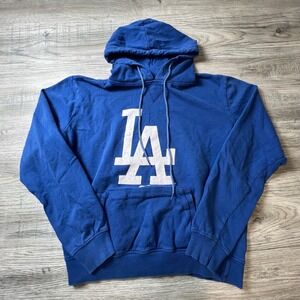 MLB Los Angeles Dodgers Hoodie Mens Small Blue LA Logo Pullover Sweatshirt
